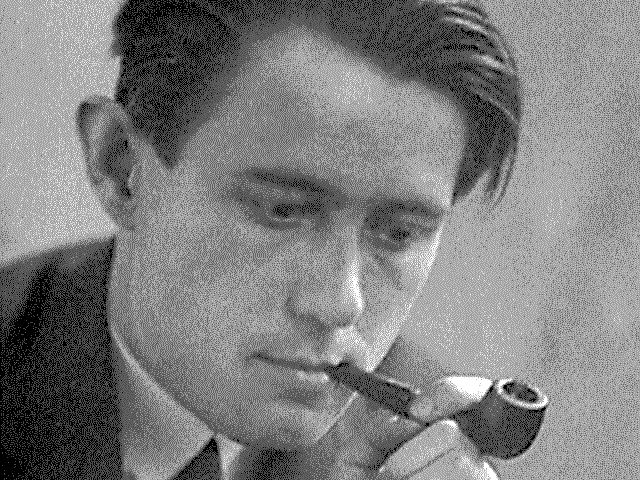 photo of karel teige with a pipe